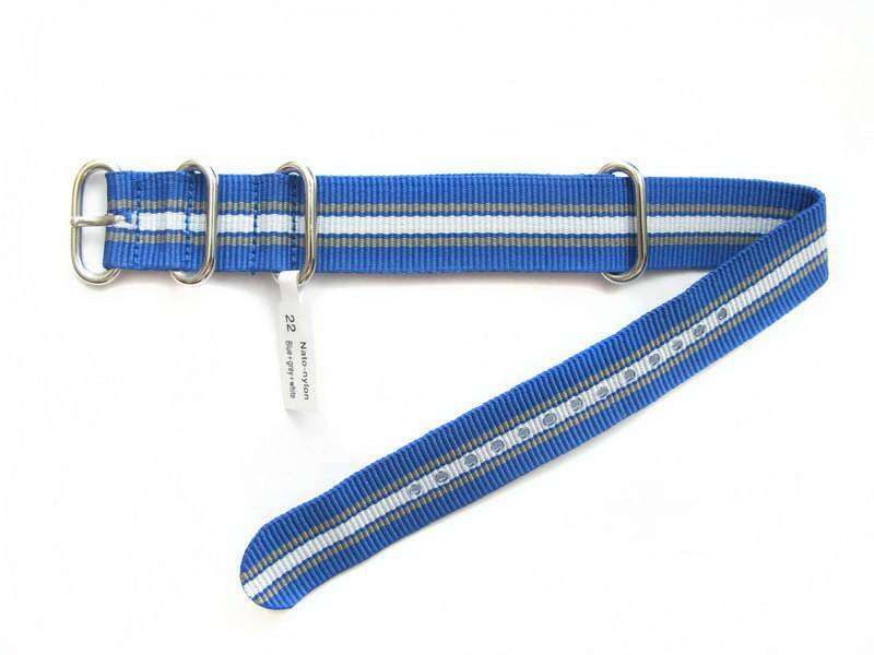 Ремешок nato-nylon-blue-grey-white-22 Ремешки и браслеты для часов