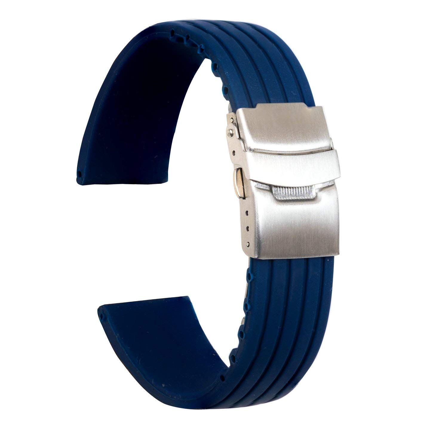 Ремешок для часов силикон с клипсой (22 мм, синий) Ремешки и браслеты для часов