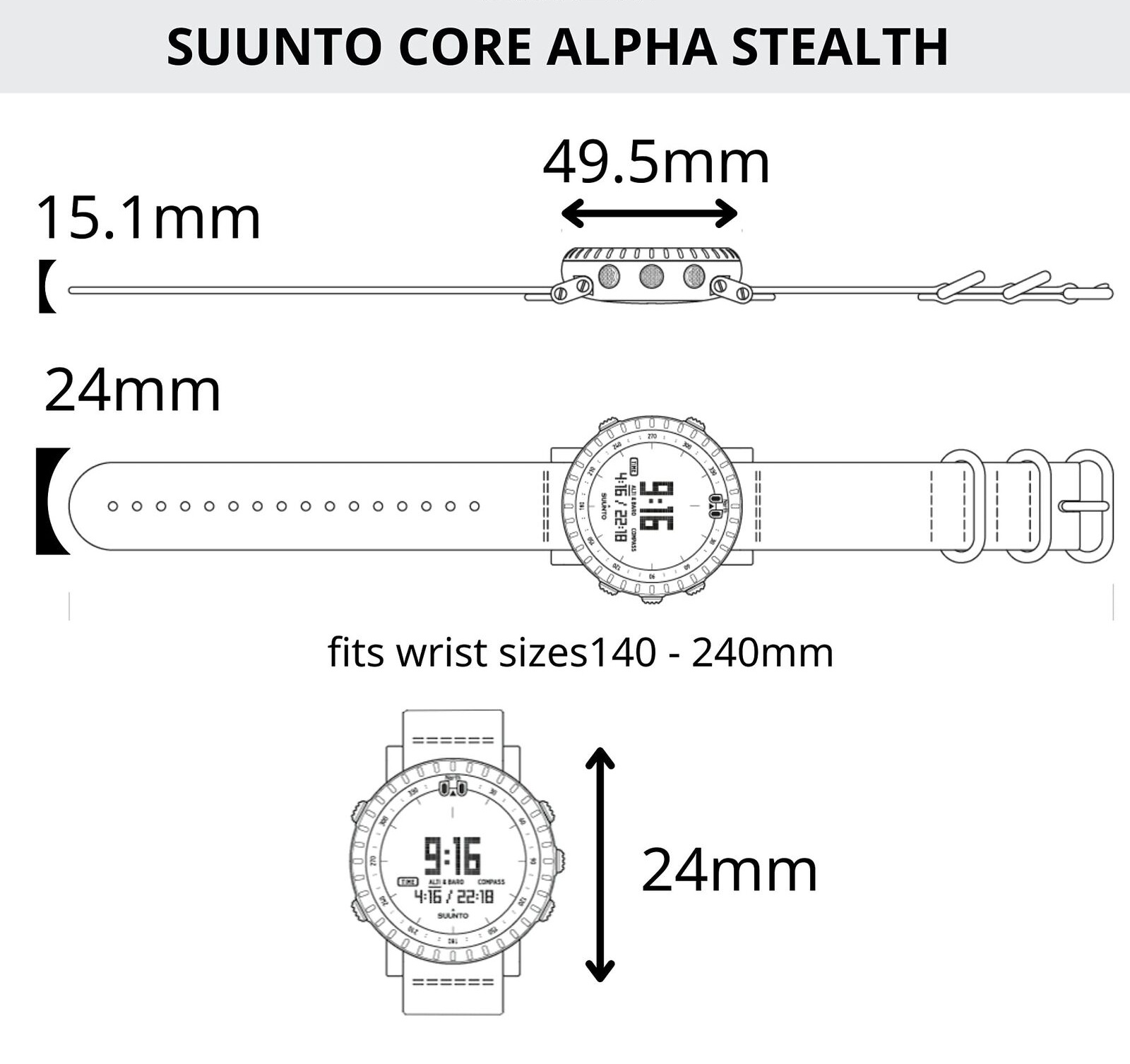 Фото часов Suunto CORE Alpha Stealth SS050504000