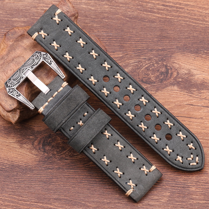 Ремешок для часов кожаный noname Gray 22мм Ремешки и браслеты для часов