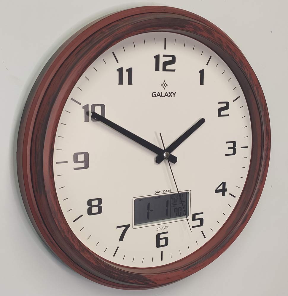 Фото часов Настенные часы с термометром и гигрометром GALAXY T-1971-F