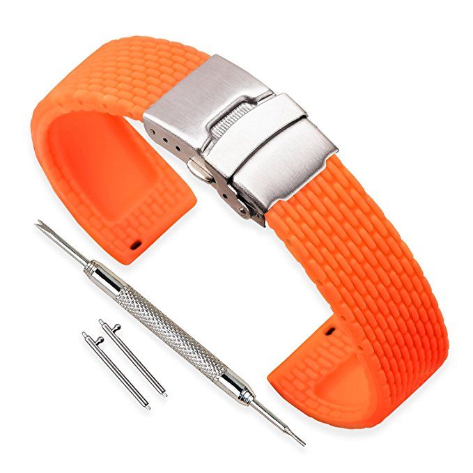 Ремешок для часов силикон с клипсой (22 мм, оранжевый) Ремешки и браслеты для часов