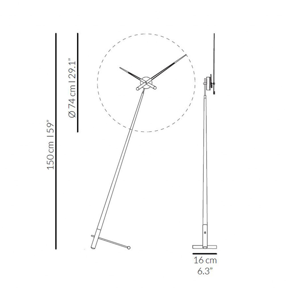 Фото часов Часы Nomon Pisa N, хромированная сталь/дерево"орех", d=73 см, h=150cm