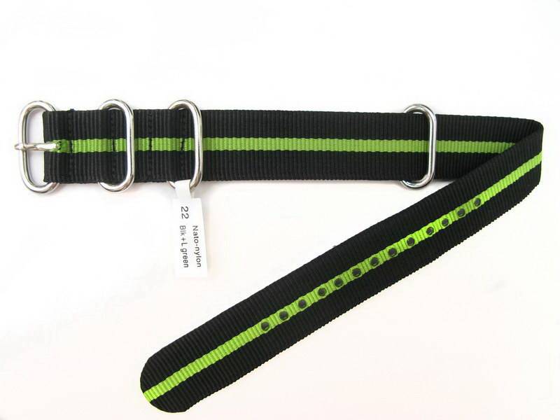 Ремешок nato-nylon-blk-lgreen-22 Ремешки и браслеты для часов