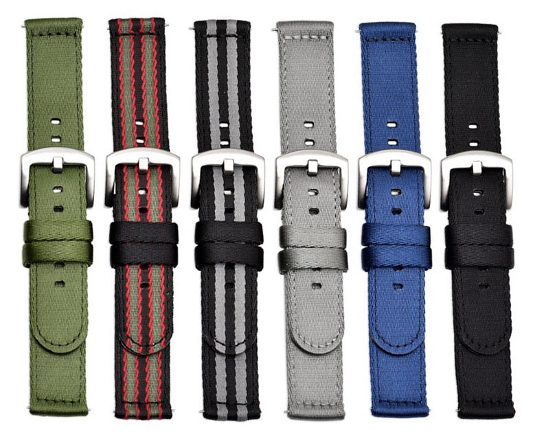 Ремешок из качественного нейлона черный с пряжкой PVD 22 мм Ремешки и браслеты для часов