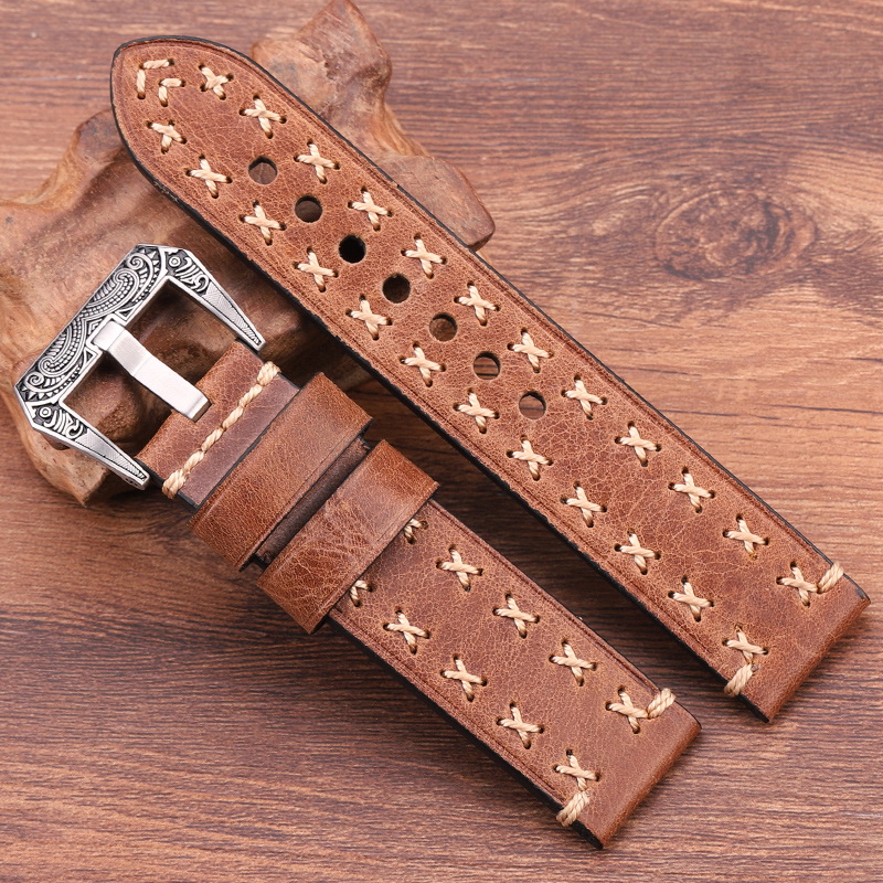 Ремешок для часов кожаный noname Light brown 24мм Ремешки и браслеты для часов