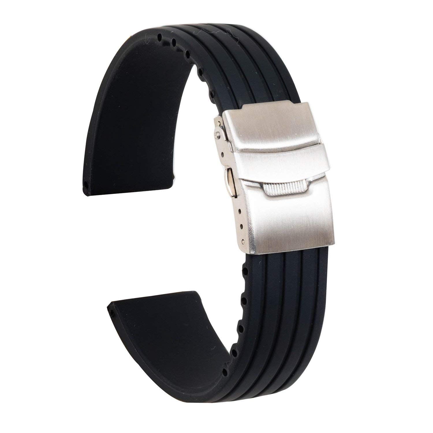 Ремешок для часов силикон с клипсой (22 мм, черный) Ремешки и браслеты для часов