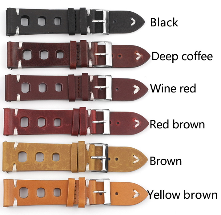 Ремешок для часов кожаный с отверстиями Noname Yellow-Brown 22мм Ремешки и браслеты для часов