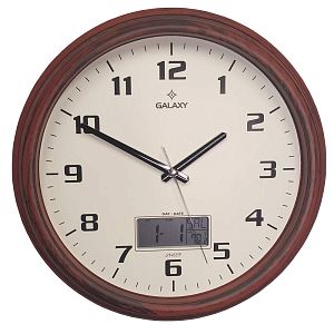 Настенные часы с термометром и гигрометром GALAXY T-1971-F Настенные часы