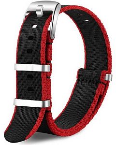 Ремешок НАТО из качественного нейлона черно-красный 20 мм Ремешки и браслеты для часов Ремешок НАТО из качественного нейлона черно-красный 20 мм Ремешки и браслеты для часов
