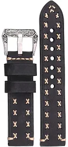 Ремешок для часов кожаный noname Black 24мм Ремешки и браслеты для часов